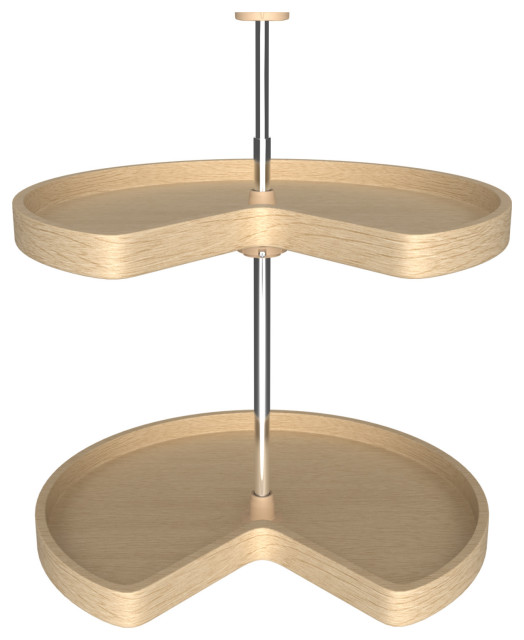 Banded Wood Kidney 2Shelf Lazy Susan Shelf for Corner Base