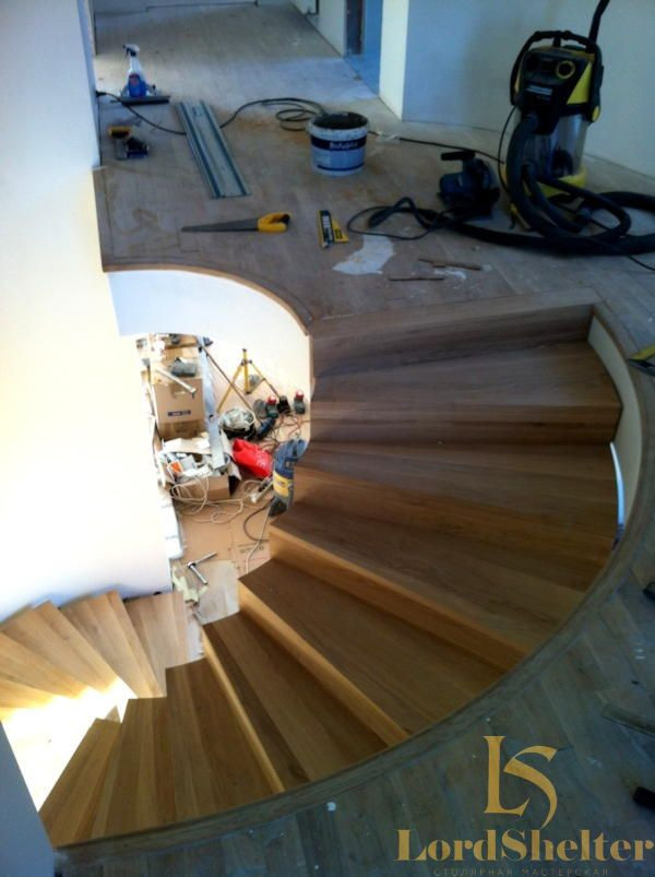 Обшивка металлической лестницы деревом