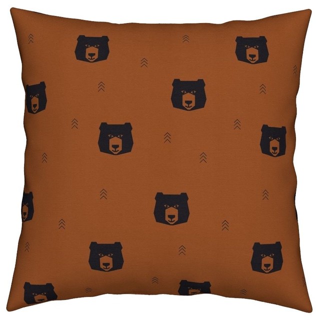 Geometric Bears Geo Bears Bears Black Bear Throw Pillow Rustic