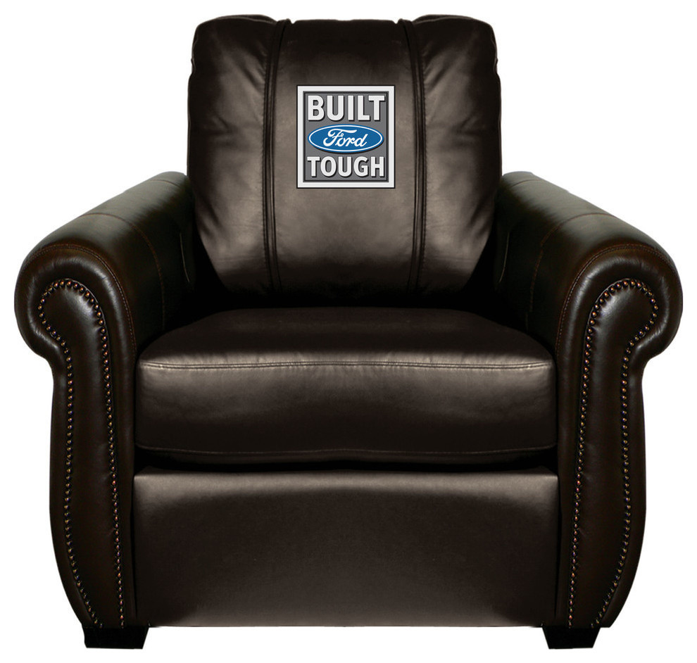 Ford Built Ford Tough Chesapeake Brown Leather Arm Chair