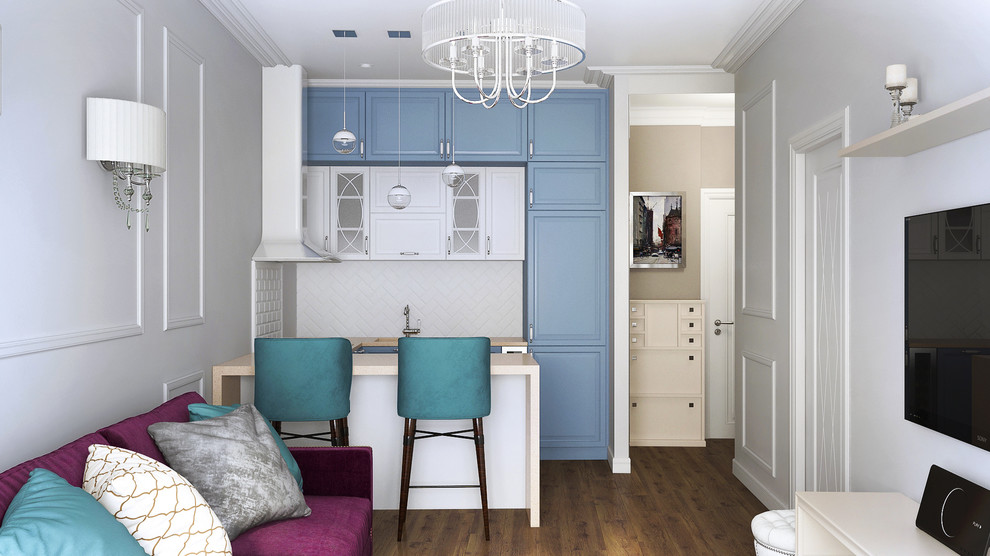 Дизайн интерьера однокомнатной квартиры: кухня-гостиная