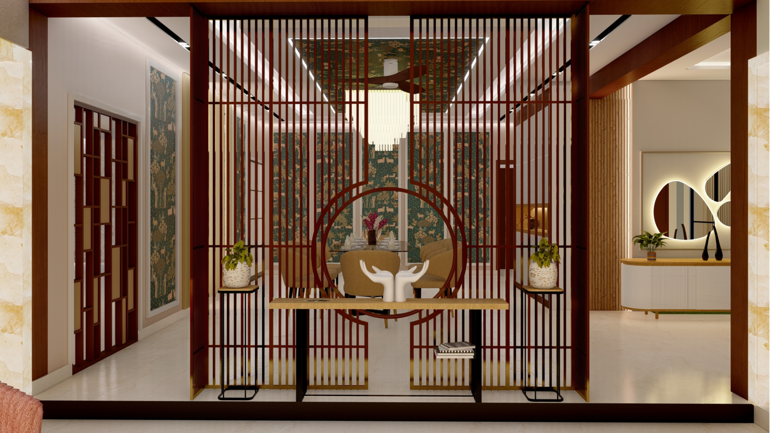Art Deco Style Dining Room with Glamorous Gold Elements in Kingswood