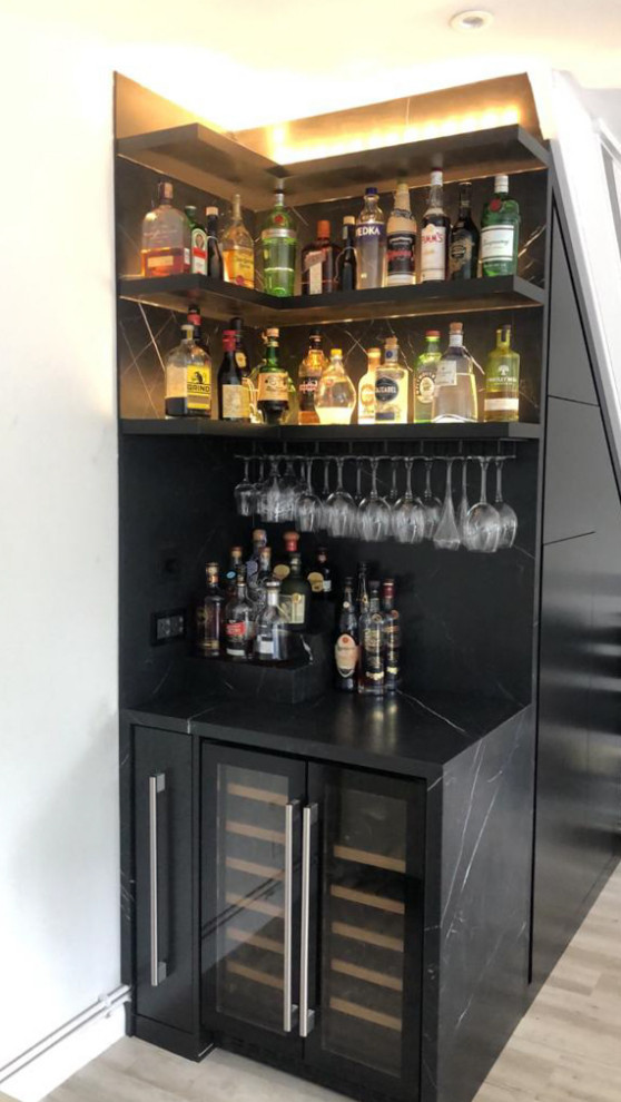 Modern Black under stairs storage small home bar Modern Home
