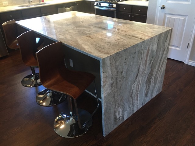 Waterfall Panel With Fantasy Brown Granite With Mitered Corner