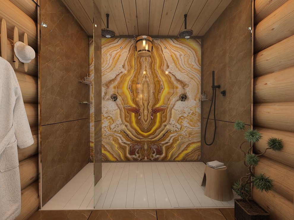 Проект, интерьер бани из бревна