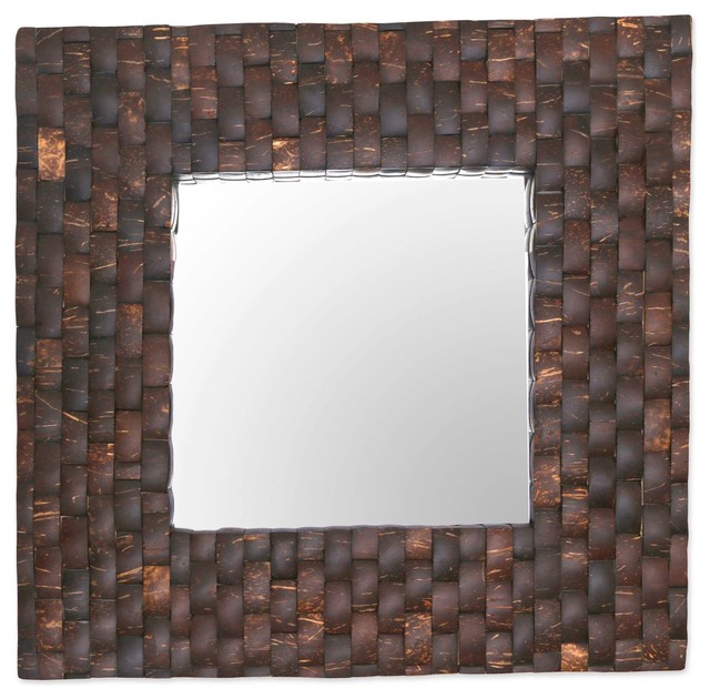 Handmade Reflections of Nature Coconut shell wall mirror Indonesia