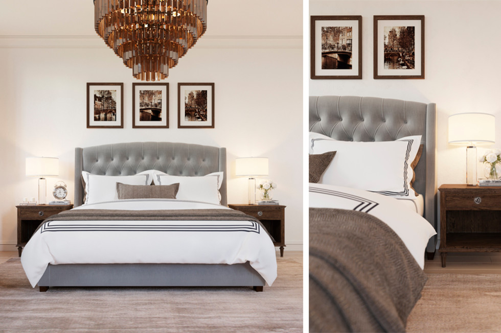 Спальня мечты в серо-бежевых тонах: проект в Петербурге