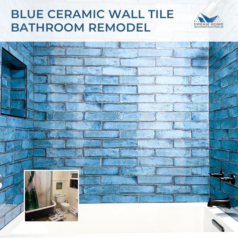 Blue Ceramic Wall Tile Bathroom Remodel - Modern - Bathroom - Seattle ...