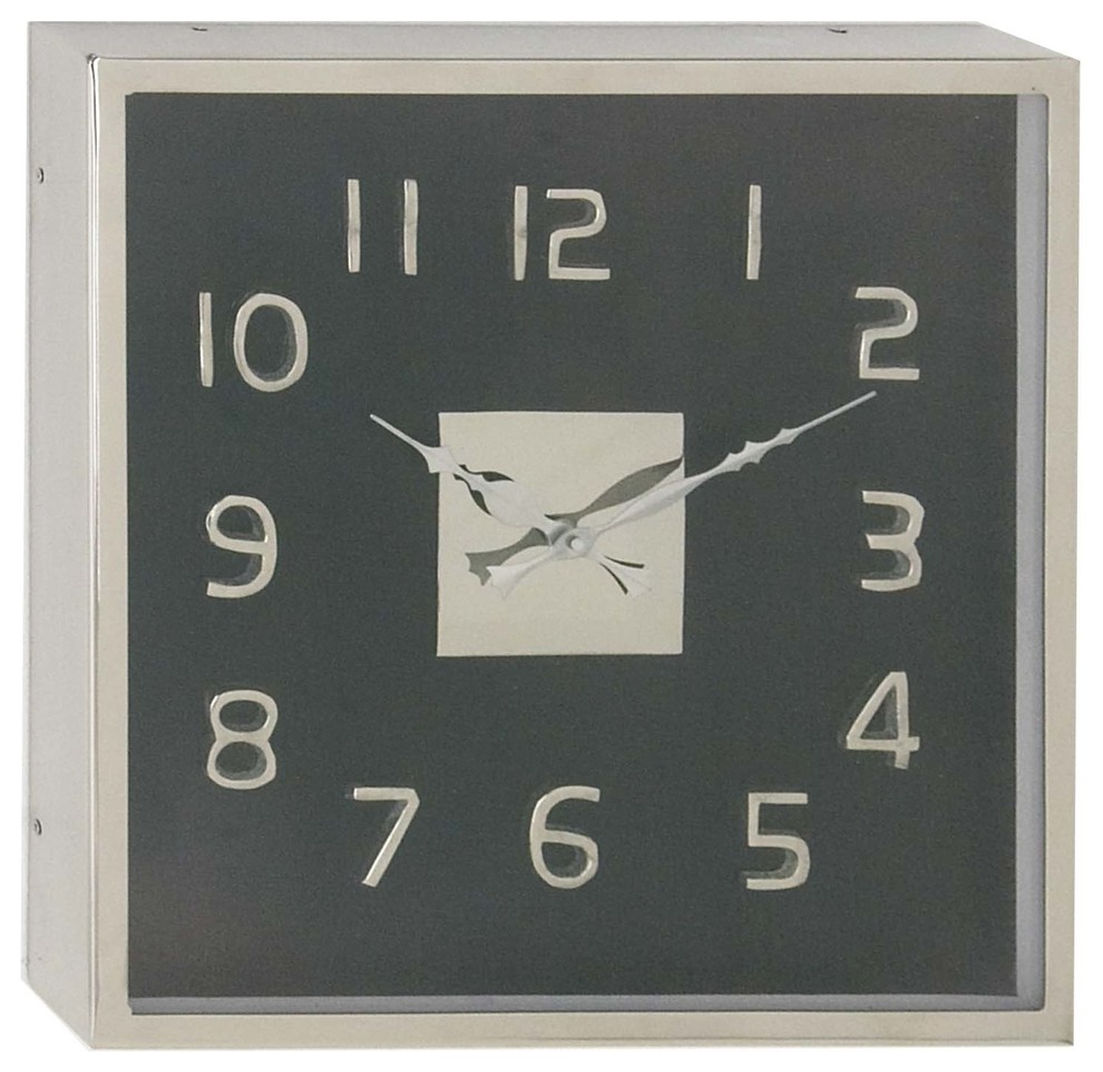 Zimlay Modern Square Black Wall Clock 43542, 14" Contemporary Wall