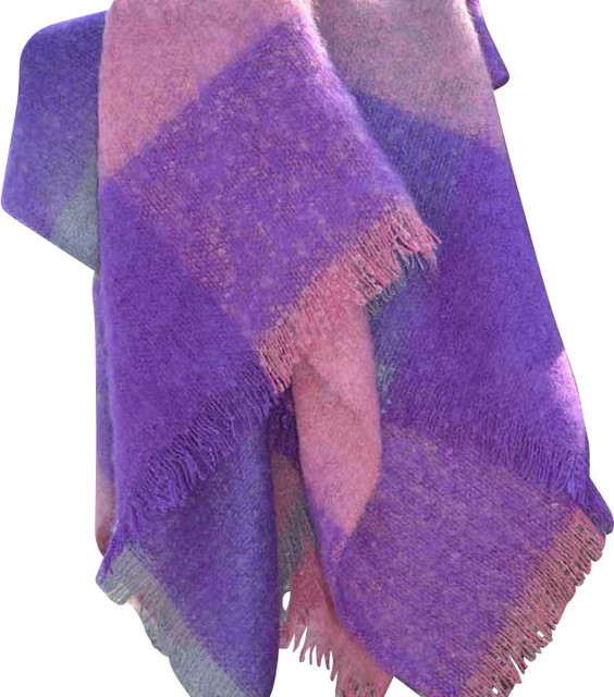 Wool Mohair Throw Blanket 59”x 79” Rustic Throws by Lalapatoot