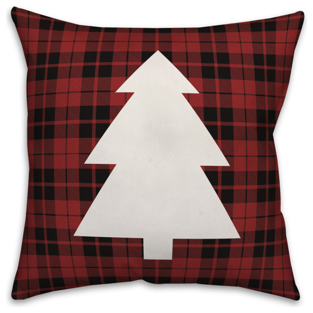 Plaid Christmas Tree 18"x18" Throw Pillow