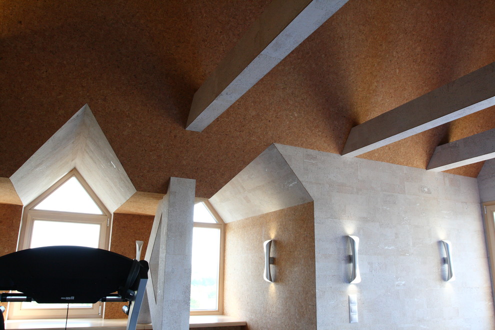 Интерьер мансарды (реконструкция чердака под тренажерный зал).