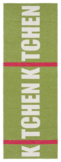 Kitchen Woven Vinyl Floor Cloth, Green, 70x300 cm