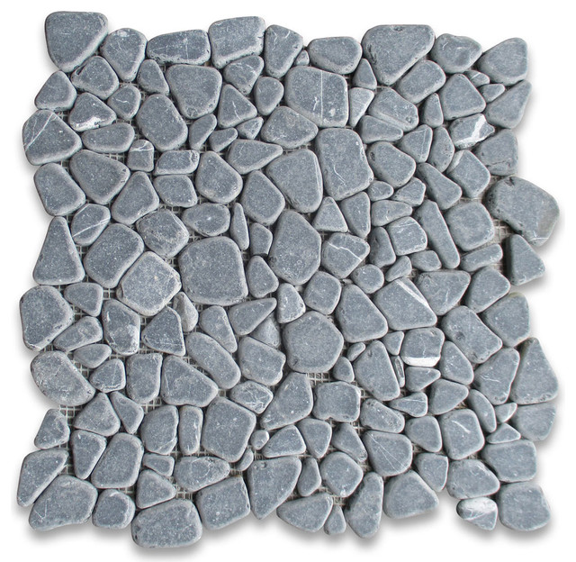 Nero Marquina Black Marble River Rocks Pebble Stone Mosaic Tile Nero Marquina Black Marble River Rocks