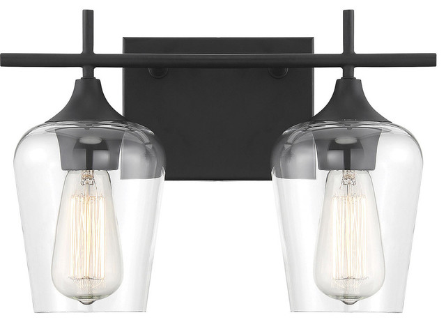 Octave 2 Light Bathroom Vanity Light in Black