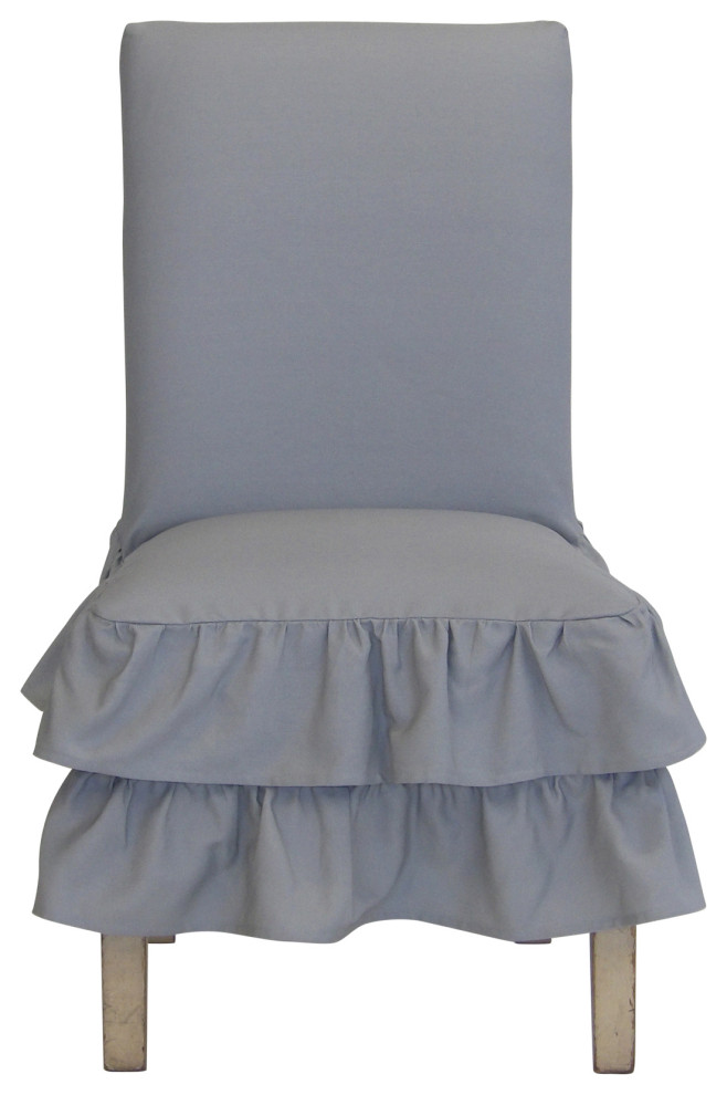 Classic Slipcovers COTTON 2 TIER RUFFLED DINING CHAIR SLIPCOVER