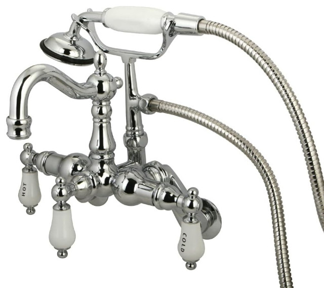 Vintage Bathtub Faucet, Hand Shower & Porcelain Lever Handles ...