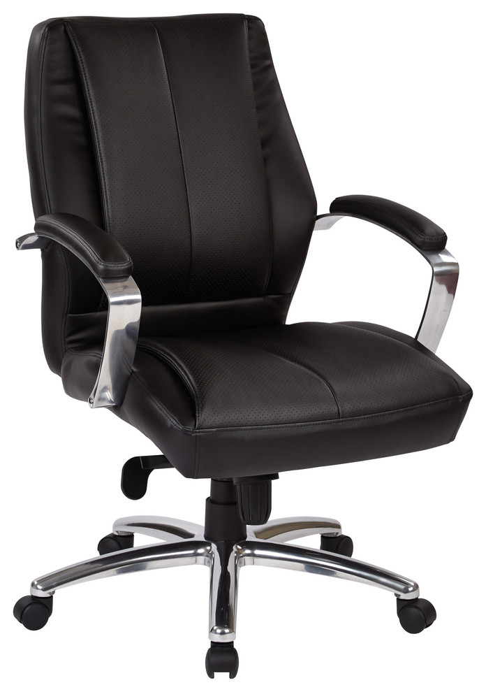 Deluxe Mid Back Executive Black Bonded Leather Chair - Contemporary - Office Chairs - by Office 