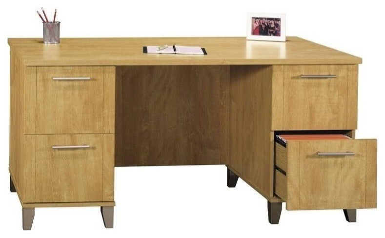 Bush Furniture Somerset 60W Office Desk with Drawers in Storm Gray -  Transitional - Desks And Hutches - by Homesquare | Houzz