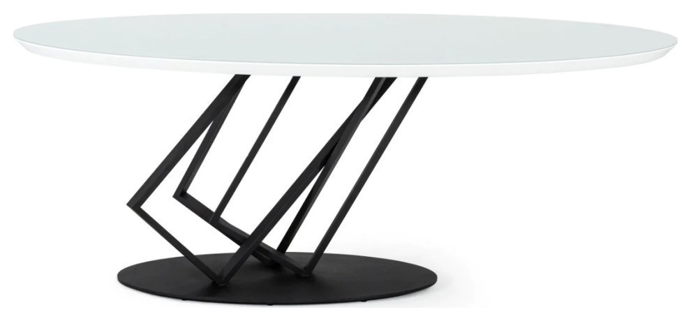 Eamon Modern High Gloss White With Frosted Glass Dining Table