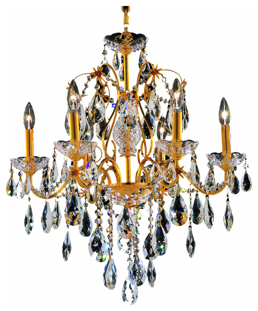 St. Francis 6Light Chandelier, Gold, Swarovski Strass Crystal