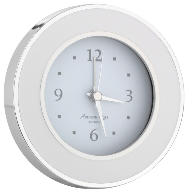 White Silver Enamel Round Alarm Clock White Silver Enamel Round Alarm Clock Contemporary Clocks By Hudson Vine