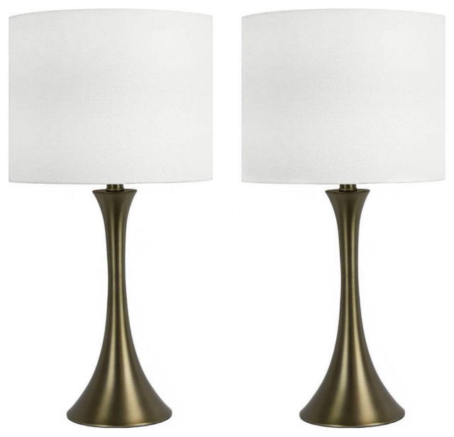 24.25" Matte Golden Bronze Table Lamp , Set of 2 Transitional Lamp
