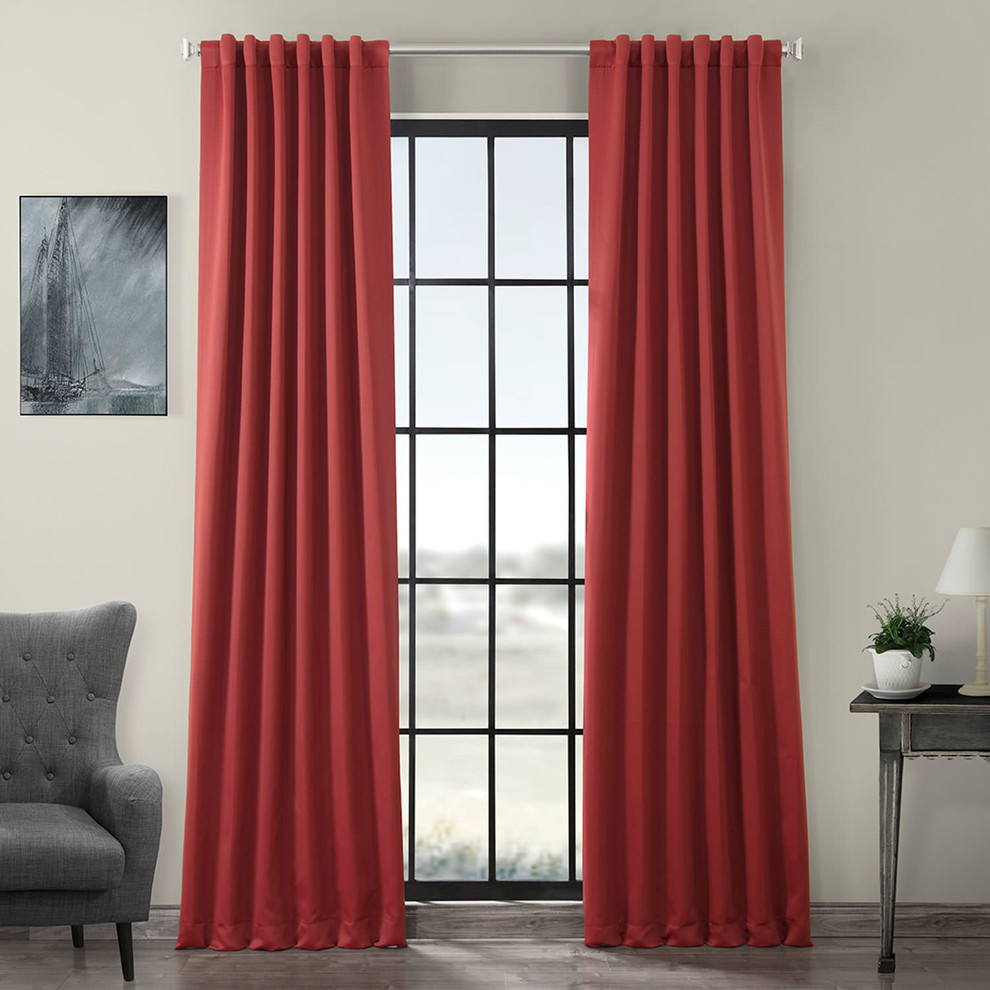 Brick Red Blackout Curtain, Set of 2 Contemporary Curtains by