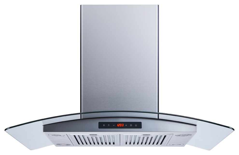 Winflo Convertible Island Range Hood, 439 CFM, 36" Contemporary