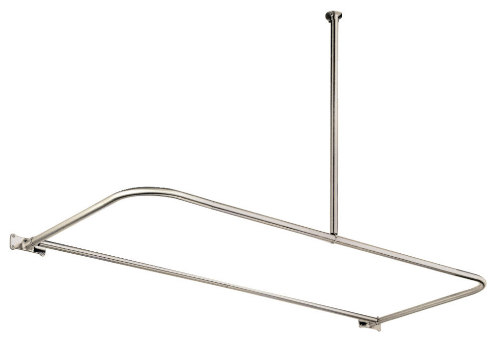 Kingston Brass CC3136 DShaped Shower Curtain Rod, Polished Nickel