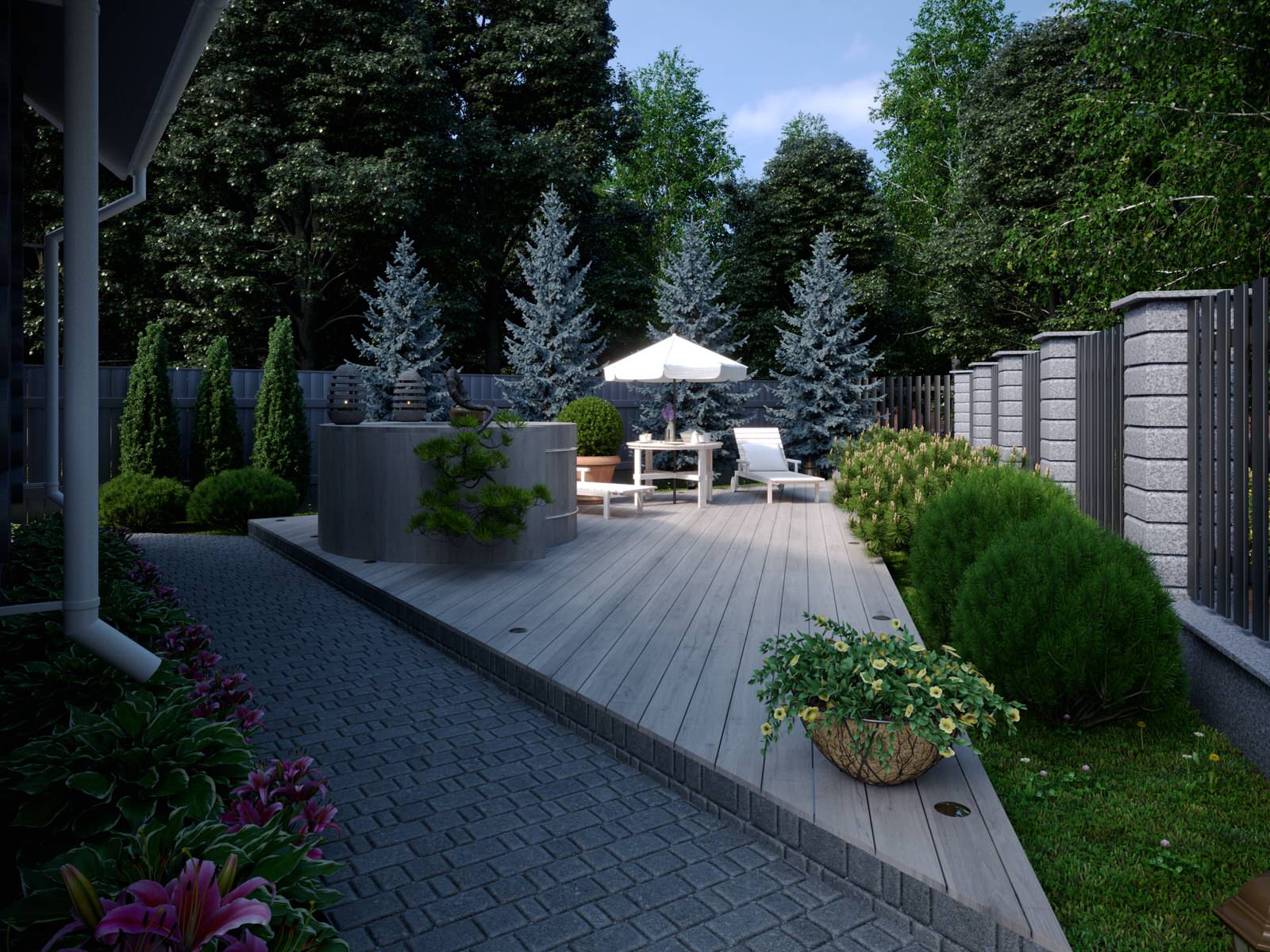 Ландшафтный дизайн в миксе стилей Прованс и Французской классики