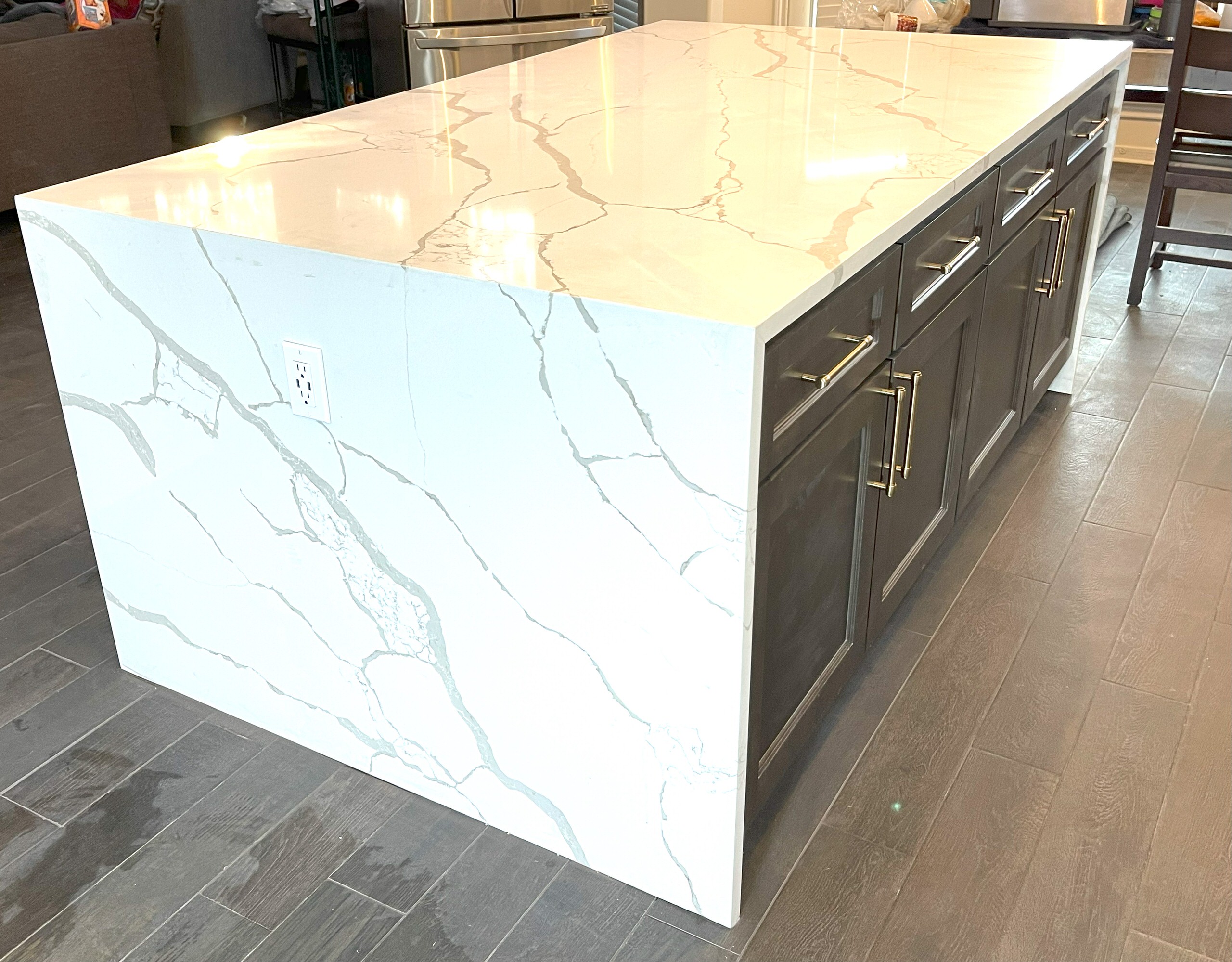 Kitchen Remodeling with waterfall island in Cypress