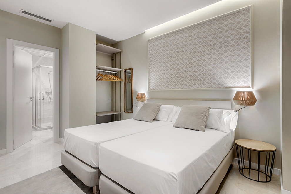 Design ideas for a mid-sized mediterranean bedroom in Valencia.