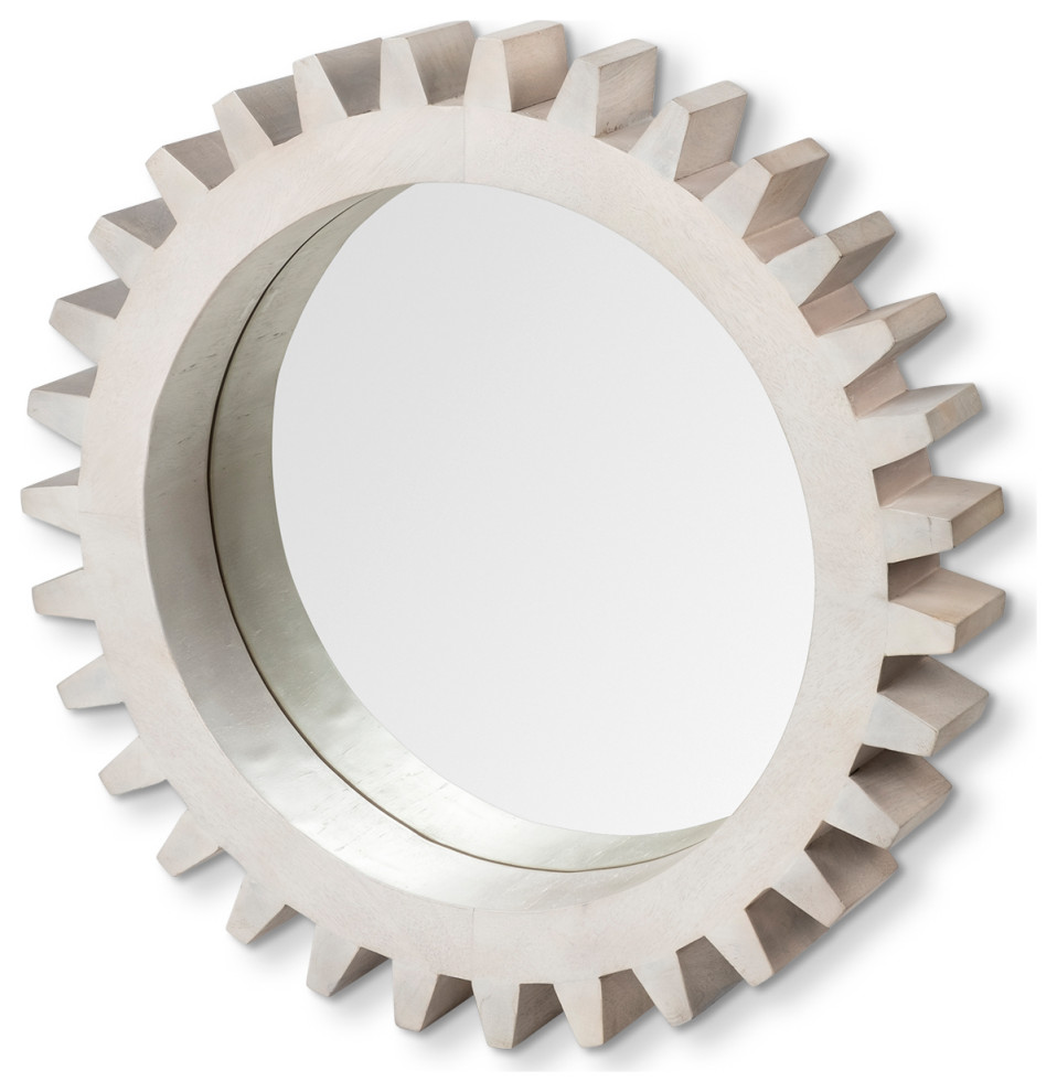 Industrial Round Wall Mirror Sterling Cog II