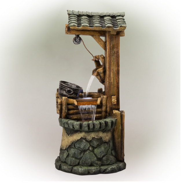 Alpine Water Well Fountain with Tiering Bucket, 50"