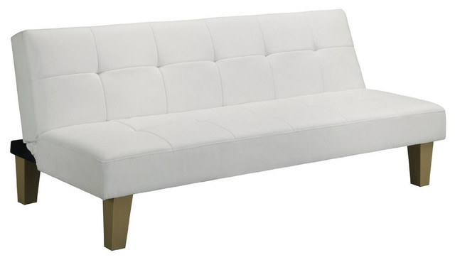 White Click Clack Faux Leather Futon Sofa Bed