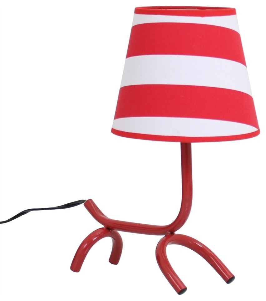 Woof Table Lamp, Red and White