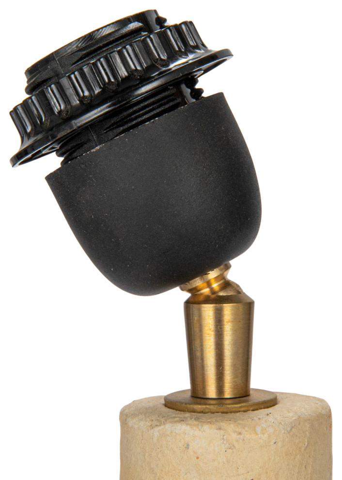 Handmade Paper Mache Table Lamp With Cotton Shade, Natural Table