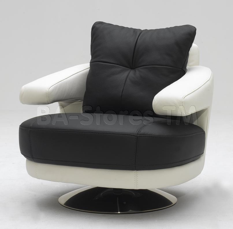Tulip Black and White Ultra Modern Leather Swivel Chair - VIG Furniture