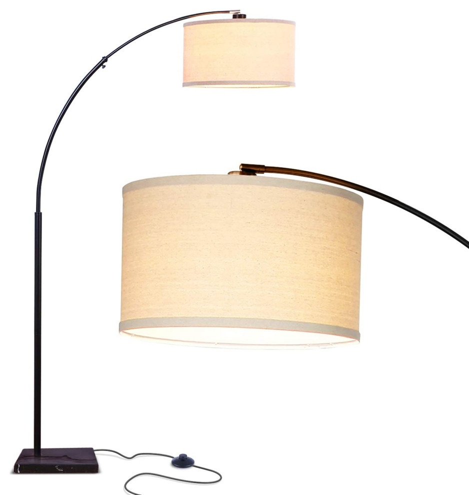 Brightech Logan - Contemporary Arc Floor Lamp w. Marble Base ...