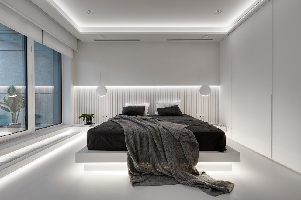 Stylish monochromatic white penthouse