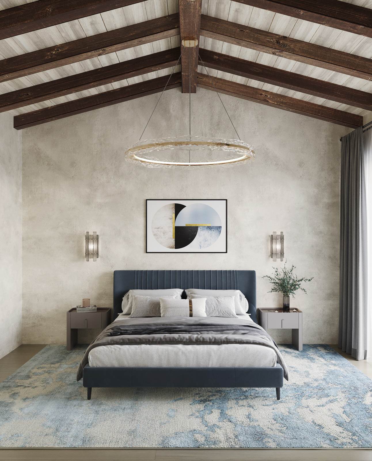 Спальня в средиземноморском стиле с элементами ар-деко