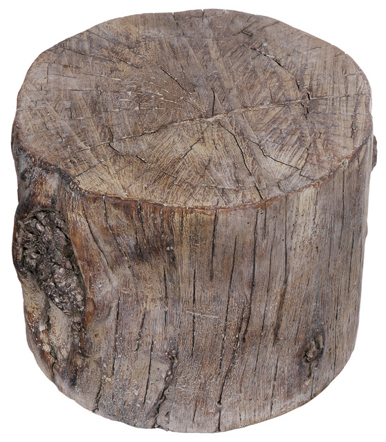 Round Tree Stump Cement Pedestal/Plant Stand 8" Rustic Accent And