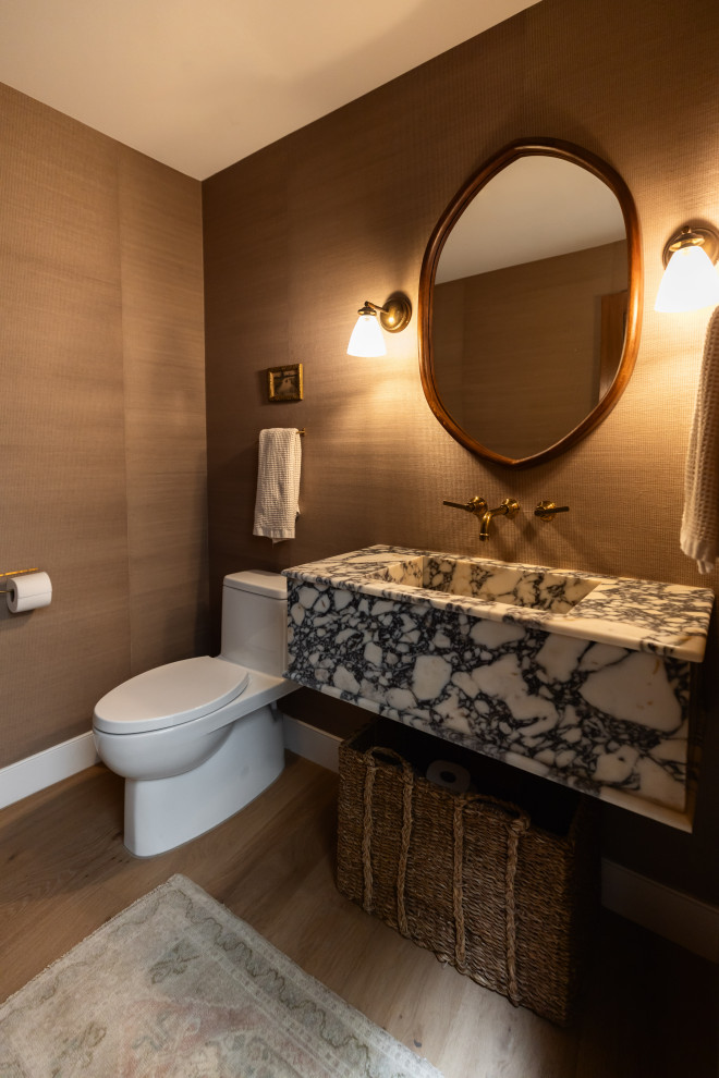 Transitional powder room photo in Phoenix