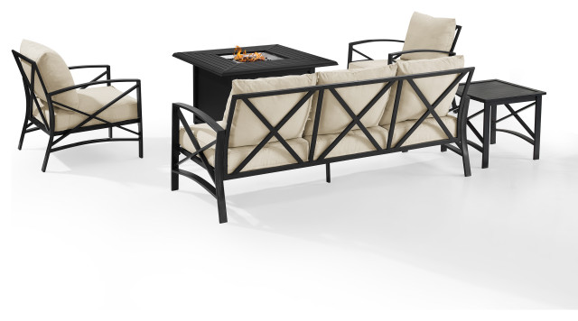 Kaplan 5-Piece Outdoor Sofa Set With Fire Table, Oil Rubbed Bronze ...