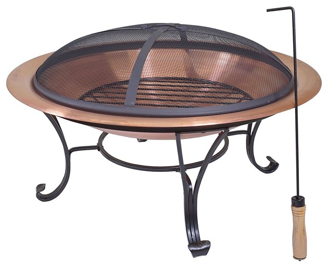 Large 29 Inch Outdoor Fire Pit In 100 Solid Copper With Screen