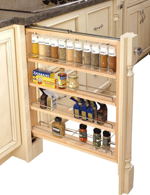3-Inch Wood Base Cabinet Pullout Filler With Adjustable Shelves