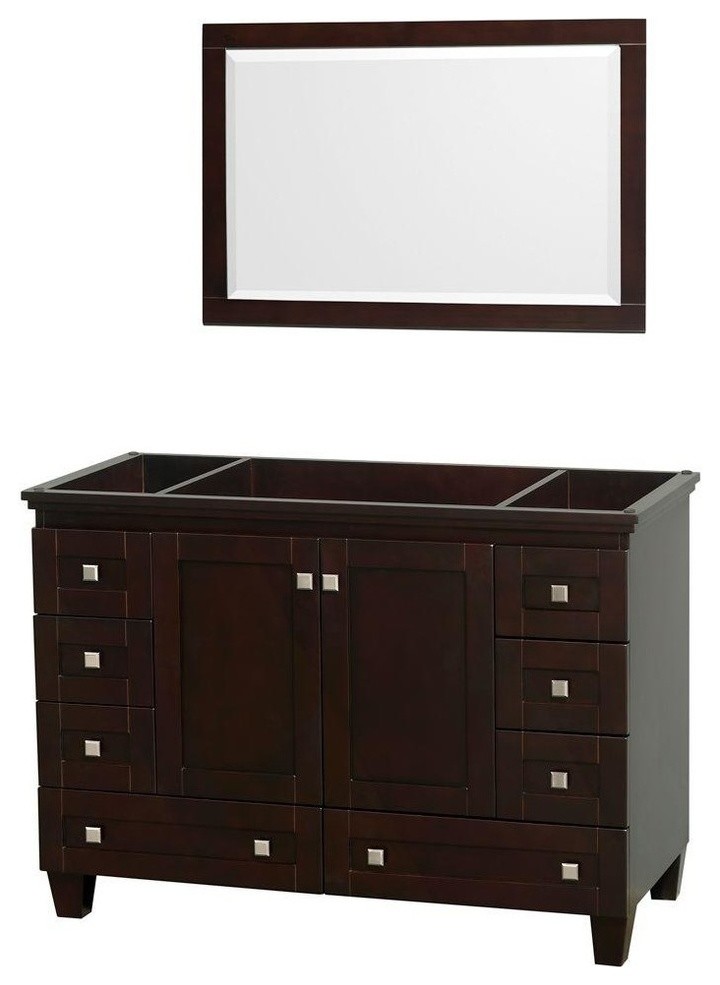 48" Single Bathroom Vanity, No Countertop, No Sink, and 24" Mirror