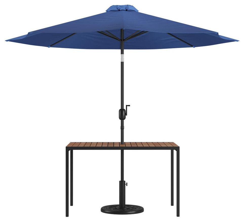 3 Piece Outdoor Patio Table Set 30 x 48 Synthetic Teak Patio Table