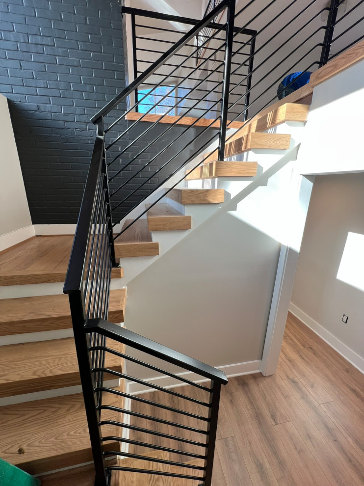 New metal staircase with metal railings